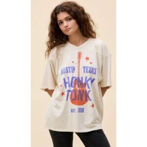 Daydreamer Cream Tee with Blue and Orange Graphic